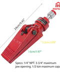 Brand New Hydraulic Spreader Jaw Fits For Porter Power 1/2 Ton Tool With 3-3/4 Inch Max Opening And 5/Gin Tip, red color, compact design.