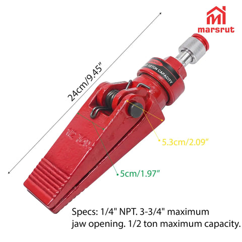 Brand New Hydraulic Spreader Jaw Fits For Porter Power 1/2 Ton Tool With 3-3/4 Inch Max Opening And 5/Gin Tip, red color, compact design.