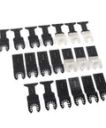 20 Piece Oscillating Saw Blades Set With Length Marks And Precision Teeth For Wood Metal And Plastics Cutting, arranged on white backdrop