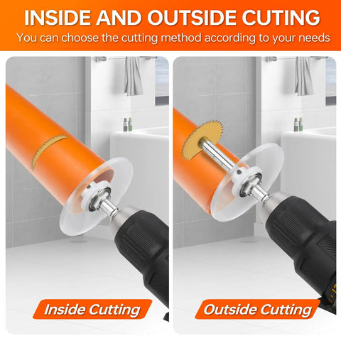 Inside PVC Pipe Cutter Kit With Adjustable Depth Gauge And Scale, Precise Internal Cutting Tool for Tight Spots in a bathroom setting