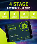 4 stage battery charging display with MPPT controller, 20A MPPT Solar Charge Controller For 12V 24V Systems Off Grid Battery Management