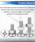 Heavy Duty 2236 Piece Metric Screw Assortment Kit With Hex Nuts And Flat Washers Hella Solid Carbon Steel Fasteners displayed on marble.