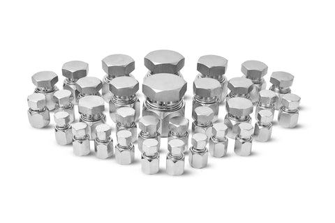 Pro Grade 64 Piece JIC 37 Degree Flare Cap and Plug Kit for Hydraulic Hose Tubing and Pipe Fittings SAE AN Galvanized Carbon Steel