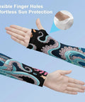 Premium Ice Silk Arm Sleeves Deliver Ultra Fly Compression Fit To Block Harsh Sunlight And Keep Your Forearms Cool And Sweat Free On Daily Chores With Upf50 Protection, with flexible finger holes and octopus design.