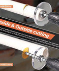 Quarter Inch Hex Shank Inside PVC Pipe Cutter With Adjustable Depth Gauge And Four Titanium Coated Blades in use with drill