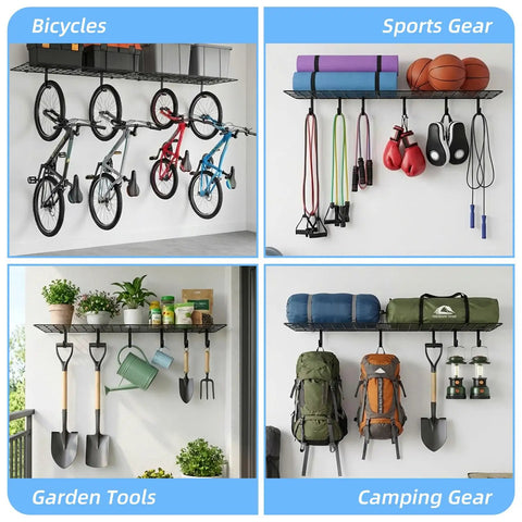 Six Pack Heavy Duty Garage Ceiling Storage Hooks For Bikes And Gear, Easy Install On Overhead Racks Or Wall Shelves, 50 Lb Capacity