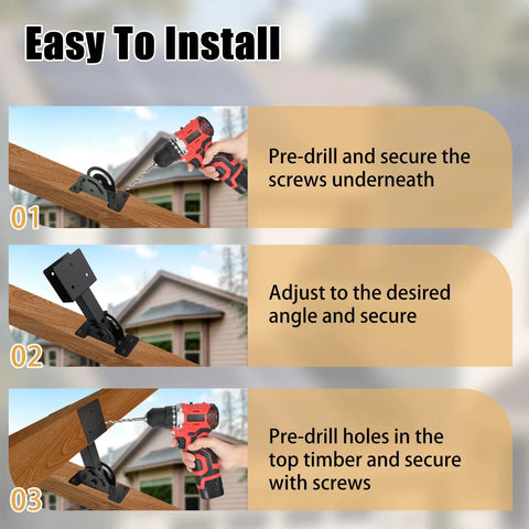 Heavy Duty 2x4 Roof Riser Brackets Kit Three Pack With Adjustable Angles Black Powder Coated Pergola Support Brackets For Patios Gazebos And Outdoor Pergolas Durable Roof Lift Brackets Built To Take Rain Or Shine