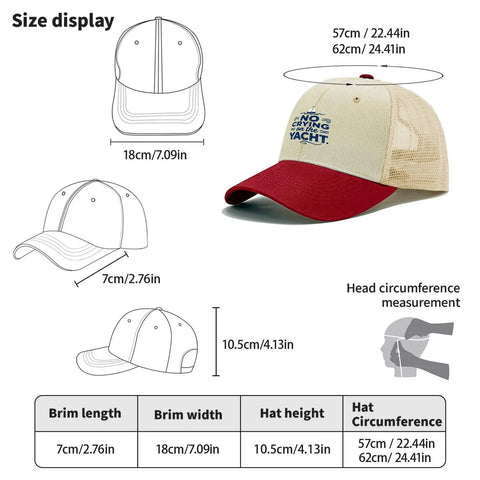 Size chart for Low Profile Womens Trucker Hat With Dope Vintage Vibe Breathable Cotton Cap Adjustable Fit