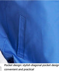 Close-up of EMF Shielding Workwear Vest pocket with 50 Percent Silver Fabric for Radiation Protection in blue polyester blend