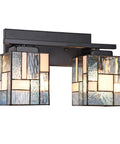 Tiffany Style 2 Light Wall Sconce With Hand Made Stained Glass Shade, Modern Vintage Wall Lamp for cozy warm glow.