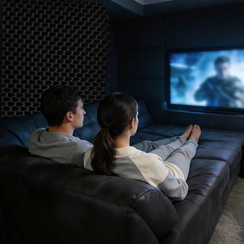 Game Changer 4 Pack Sound Proof Foam Panels 48X24X2 Acoustic Egg Crate Wall Tiles for home studio viewing with noise control.