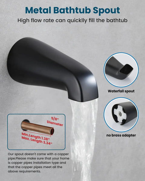 Slick Three Handle Tub Shower Faucet Set With Six Mode Handheld Sprayer And Matte Black Finish Straight Up Reliable Bathroom Renovation Kit With Built In Valve Included Top Tier Plumbing Upgrade