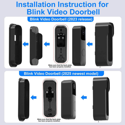 Installation instructions for Blink Video Doorbell 2023 and 2025 models with No Drill Doorbell Mount For Video Doorbell 2023 2025 Release Anti Theft Weatherproof Mount That Installs Easy With Tape Or Screws Ideal For Homes And Apartments.