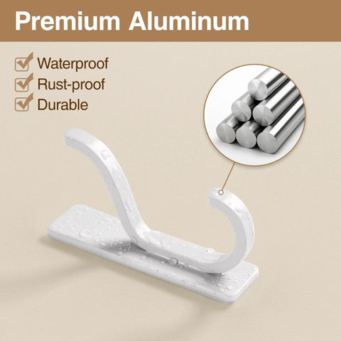 Heavy Duty Adhesive Wall Coat Hook One of Four Pack With Double Hooks Stick On Door Hanger Metal Hooks Waterproof Rust-proof