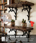Badass Cast Iron L Brackets For Heavy Duty Shelf Storage With Straight Up Vintage Vibes Featuring Rustic Branch Shape And Damn Good Support In Classic Black, showcasing DIY installation details.