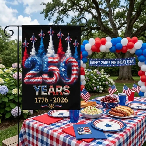 Patriotic 12x18 Inch Garden Flag For 250th Anniversary Celebration 1776 To 2026 All American Backyard Outdoor Decor