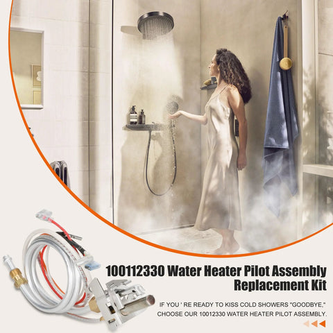 Water heater pilot assembly replacement kit with thermopile, model 100112330 and metal fittings