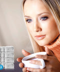 Woman enjoying coffee with 12 Pack Charcoal Water Filters For All Cuisinart Coffee Makers Compatible With Both Newer And Older Models