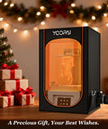 Resin 3D Printer Enclosure With Built In Ventilation Filter Odor Control Carbon Filter next to holiday gifts in festive setting.