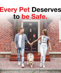 Couple and dog outside home with Pet Rescue Inside Sticker For Home Safety, Fire Emergency Alert Decal For Doors And Windows