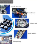 Heavy Duty Electric Hose Crimping Machine And Hydraulic Tube Neck Shrinking Tool With Ten Precision Dies For Rubber Pipe Clamping Press 220V internal components including pressure gauge and thermo detector.