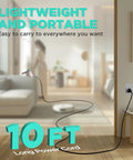 High Powered Handheld Steam Cleaner With Comprehensive Accessory Kit Designed To Nuke Stubborn Grime In Minutes While You Ditch Toxic Chemicals For Fresh House And Spotless Car Results, showing 10 ft power cord in a modern living space.