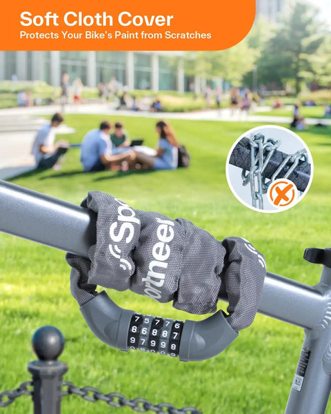 Keyless 5 Digit Bike Lock For Bikes Motorcycles Scooters And Gates With High Security Combination Dial on bike frame