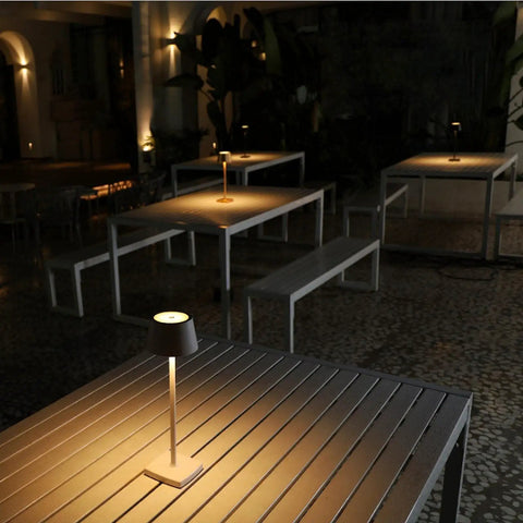 Must Have Rechargeable LED Desk Lamp Cordless With Touch Dimming 360 Degree Lighting Lightweight Aluminum Gold Finish Outdoor Ready Table Light For Indoor And Outdoor Use, outdoor setup