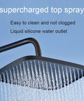 CUTPOIY Wall-Mounted Matte Black Exposed Shower System Rain Shower supercharged top spray with silicone water outlet.