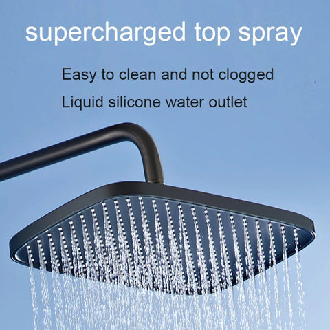 CUTPOIY Matte Black Exposed Shower System Wall Mounted 3 Function Shower Fixtures Bathtub Shower Faucet Set with supercharged top spray.