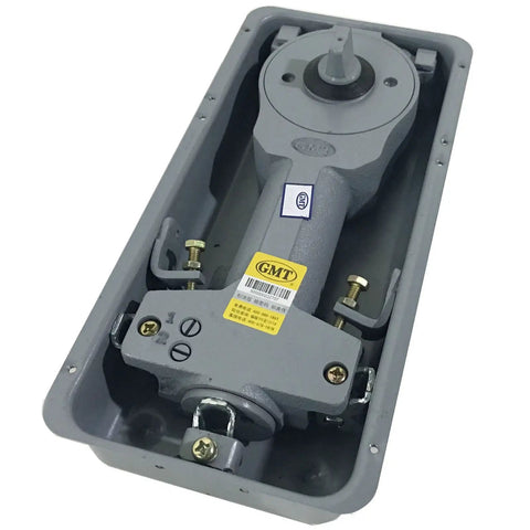 Beefy Floor Spring Glass Hinge N-828 For Heavy Doors, Supports Up To 120KG, Fits 950-1050mm Wide, Opens To 116 Degrees, Center Hung Double Action Door Hardware For Commercial Or Residential Use, gray metal floor spring