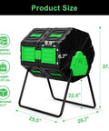 Rotating Dual Chamber Compost Bin With No Fuss Assembly And Fast Efficient Outdoor Composting For Yard Kitchen And Garden Waste 45 Gallon 170 Liter Capacity Green Door Ideal For Food Scraps Coffee Grounds Lawn Clippings And Garden Waste In Any Climate