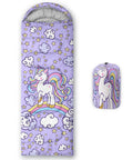 Unicorn Themed Kids Sleeping Bag For Girls And Boys Lightweight Warm Cold Weather Outdoor Sack with compact compression sack