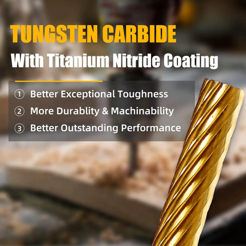 Cylindrical Tungsten Carbide Cutter With Titanium Nitride Coating displayed with performance benefits