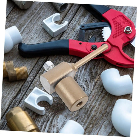 Hot Melt Pipe Repair Tool With Durable PE Welding Rods surrounded by various plumbing fittings on wooden surface