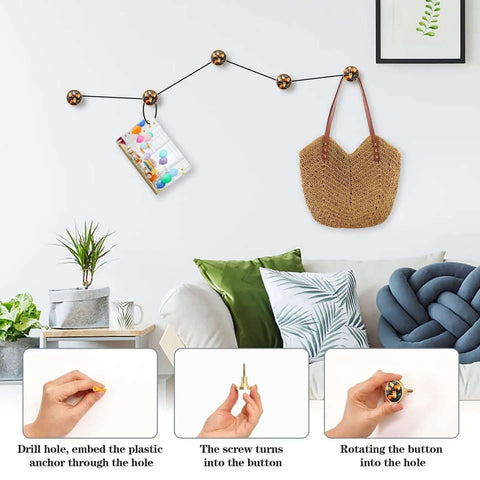 4 Pack Cute Fox Cabinet Knobs used as wall hooks for bag and photo display, installation steps included