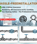Self Regulating Pre Assembled Heating Cable 150 Feet 120V For Roof Deicing And Pipe Freeze Protection ETL Certified Safety UL Listed