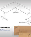 Super Smooth White Corner Standing Desk With Dry Erase Surface L Shaped Sit Stand Workstation 83 By 60 Inches dimensions and specs drawing.