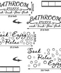 Two Pack Bathroom Wall Decals Peel And Stick Vinyl Quotes Soak Relax Enjoy Toilet Rules Decor For Home Shower And Laundry Rooms Black Wall Stickers Easy To Apply. Measurements shown.