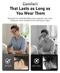 Comparison of Anti Slip Ear Grips For Meta Wayfarer Smart Glasses Silicone Temple Shields For A Snug All Day Fit Compatible With Headliner And Skyler Gen 2 2 Pairs Black before and after use on a man wearing glasses.