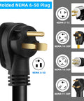 Beefy Heavy Duty Welder Extension Cord 50 Amp SOOW 6 AWG NEMA 6 By 50 Welding Cable plug showing NEMA 6-50 design