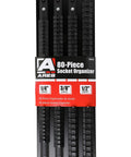 80 Piece Socket Organizer Rail Set For 1/4, 3/8, And 1/2 Inch Drives in slim black rack with red label