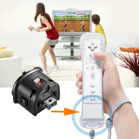 Motion Controller External Adapter For Enhanced Gesture Recognition And Precision Boost Your Sports And Action Games With This Sensor Accelerator Compatible With Original And Remote Controllers displaying use with gaming console