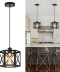 Farmhouse Pendant Lights 2 Pack Modern Black Hanging Light Fixtures With Hexagonal Cage over kitchen island