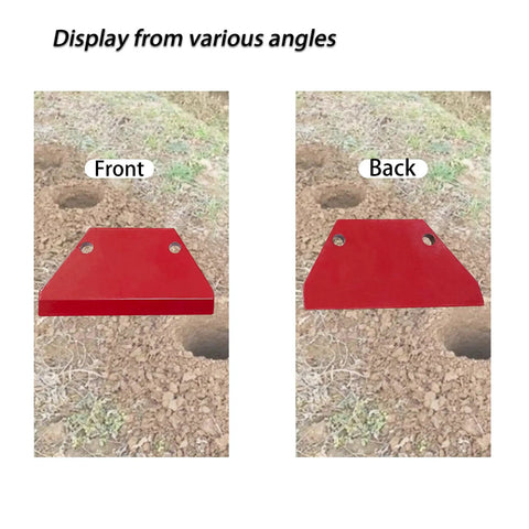 Front and back view of Durable 8 Inch Tungsten Carbide Coated Auger Blade Replacement Kit With Installation Hardware on soil