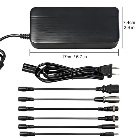 Universal 54.6V 3A Smart Charger For 48V Lithium Bikes Scooters And Hoverboards Fast Charge With 100 To 240V Input 7 In 1 Replacement Kit Featuring Interchangeable Connectors Compatible With Segway Volpam Jetson And More