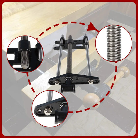 Tough As Nails Ten Inch Woodworking Front Vise Cast Iron Heavy Duty Workbench Mount showing steel threading detail.