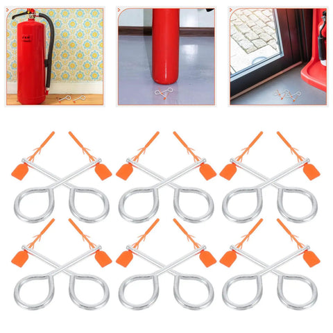 30 Pack Fire Extinguisher Replacement Seals With Tamper Proof Security Pins for managing safety gear, featuring metallic pins and orange tips.