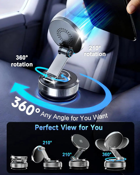 MagSafe Car Mount Charger With 15W Fast Wireless Charging Magnetic Phone Holder Rotating Dashboard Bracket in use