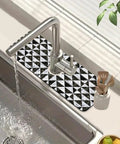 Go To Sink Mat With Faucet Splash Guard, Super Absorbent Diatom Mud, Fast Drying, Mosaic Texture, Kitchen And Bath Protector, 15.5 x 5.5 inches behind faucet
